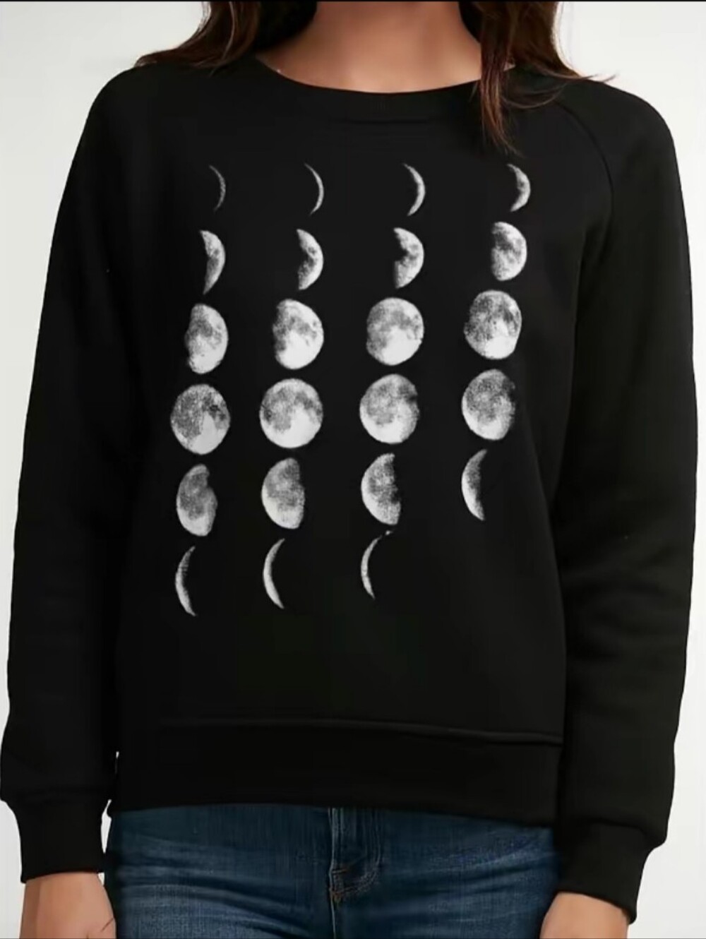 L.A Soul Black Moon Phase Graphic Crewneck Sweatshirt